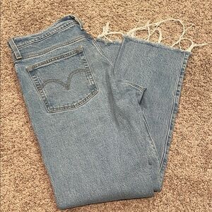 Levi's Light Blue Straight Leg Jeans with Raw Hem